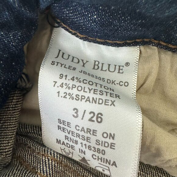 Judy Blue Jeans Women’s 3/26 Distressed Boyfriend Fit Stretch Dark Wash EUC - Picture 7 of 7